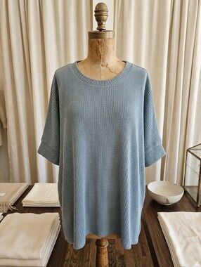 Discount Divas Muted Gray Green Textured Oversized Top 3XL